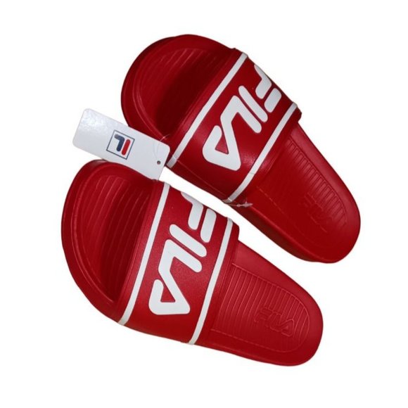 Fila Sleek Slide ST Women's Red White Slip On Slide Sandals Size 8 Men's Size 7 - Picture 2 of 10
